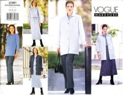 2381 EZ VOGUE BOXY LONG JACKET, DRESS, TOP, BOTTOMS PATTERN 12-16; 18-22 choice